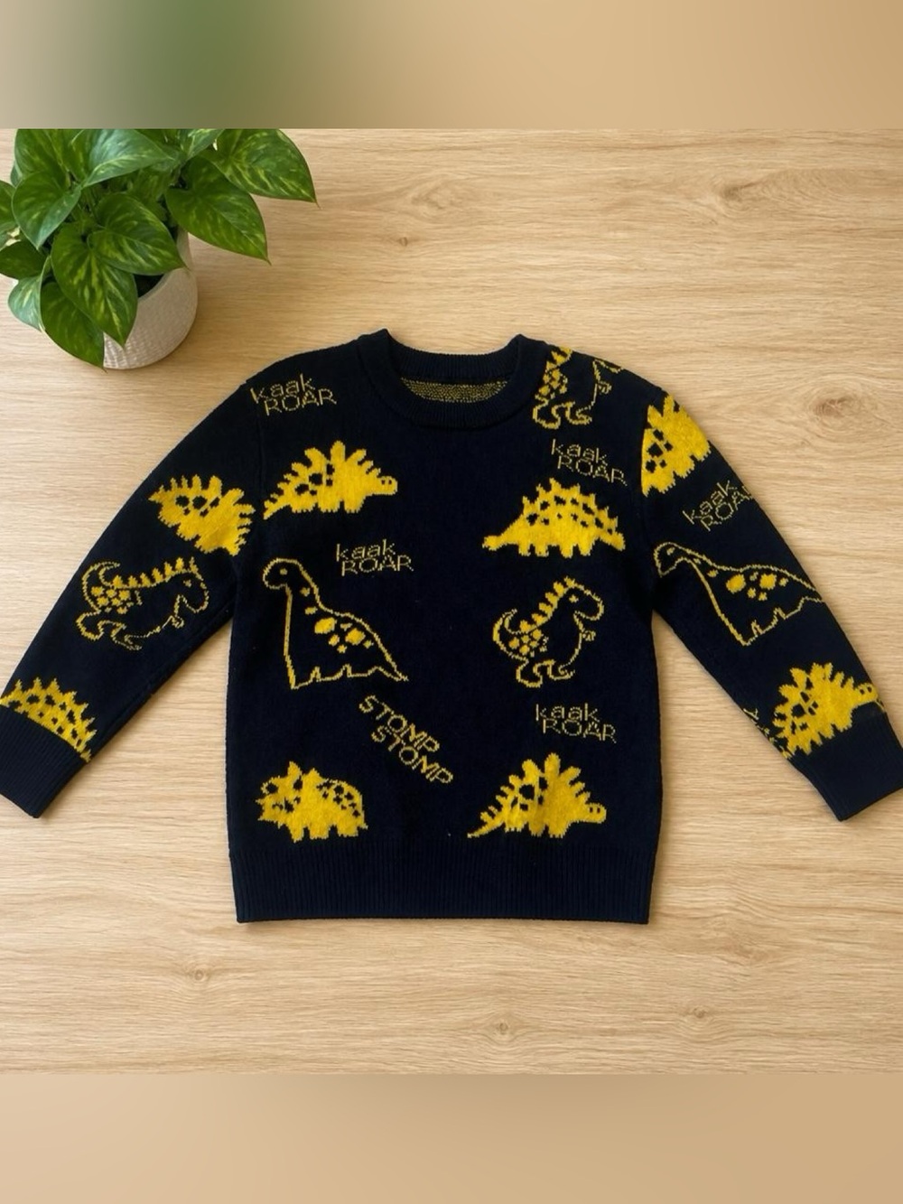 Kids Dinosaur Print blue and Yellow Sweater